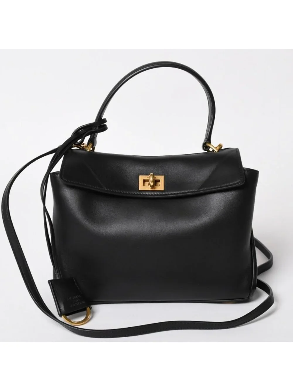 Balenciaga Rodeo 2-Way Shoulder Bag Calfskin Black Gold